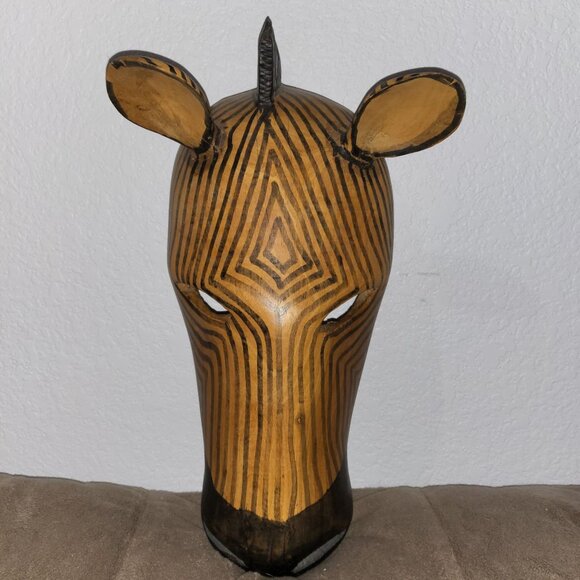 Other - Hand Carved Giraffe Mask / Hanging Wall Art / Besmo /Kenya / African Art